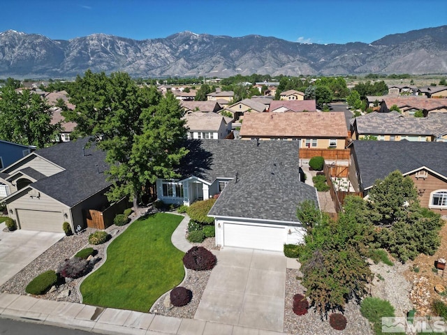 bird's eye view with a mountain view