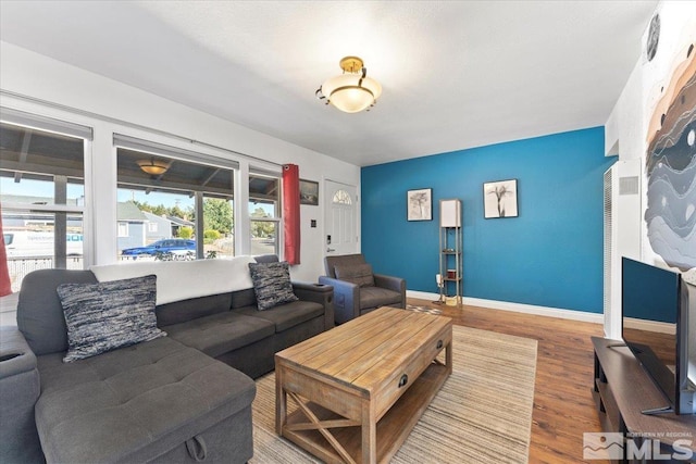 living room featuring hardwood / wood-style flooring