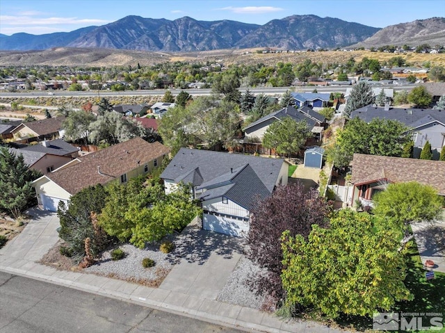 bird's eye view with a mountain view