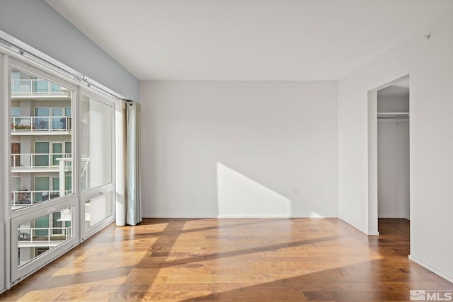 spare room featuring wood-type flooring