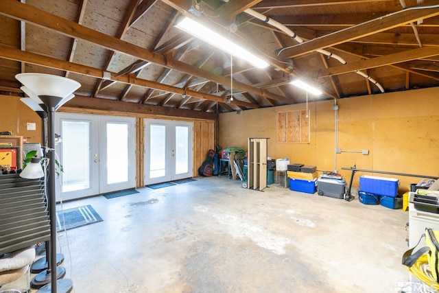 garage with french doors