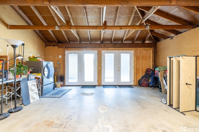 garage featuring french doors