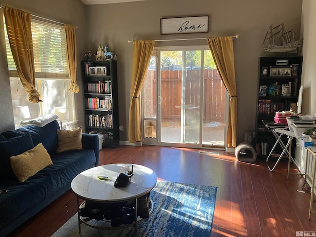 living room with hardwood / wood-style flooring