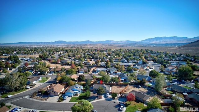 drone / aerial view with a mountain view