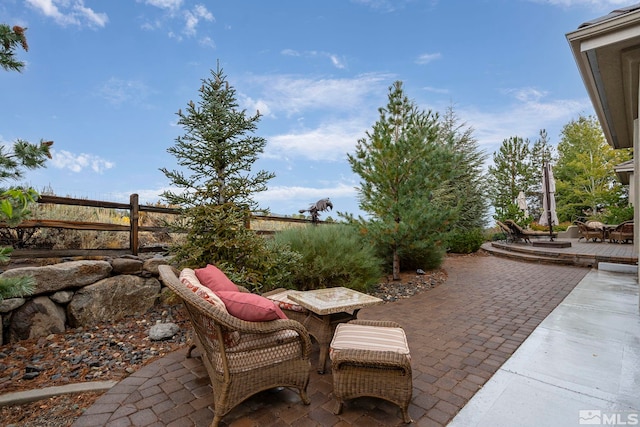 view of patio featuring a deck