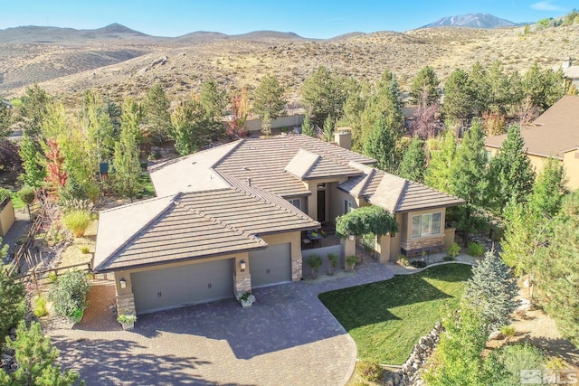 aerial view featuring a mountain view