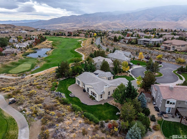 drone / aerial view with a mountain view