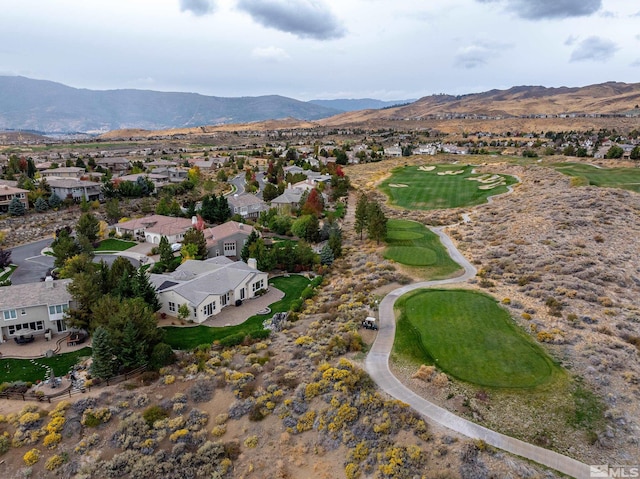 bird's eye view with a mountain view