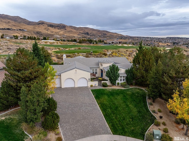 bird's eye view featuring a mountain view