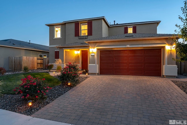 view of property with a garage