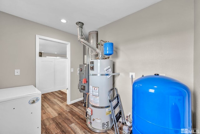 utility room with water heater