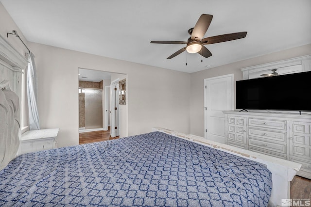 bedroom featuring ceiling fan