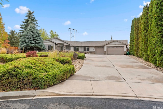 single story home with a garage