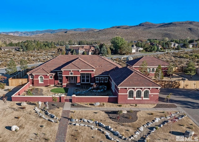 drone / aerial view with a mountain view