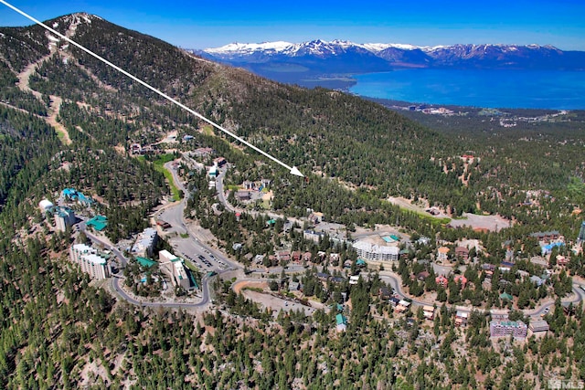 birds eye view of property with a mountain view