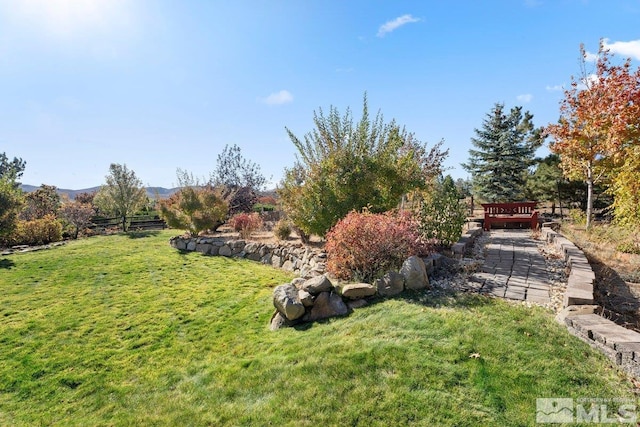 view of yard featuring a mountain view