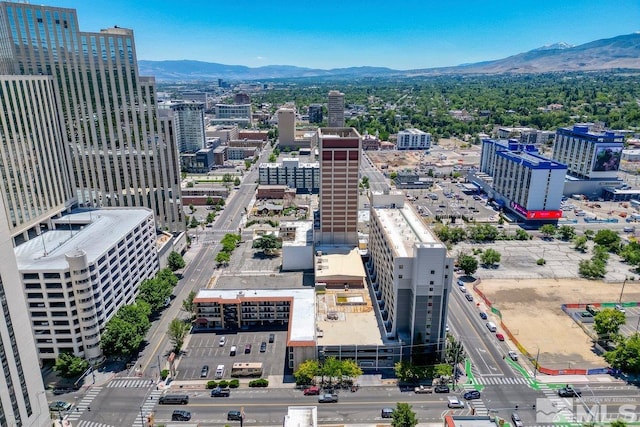 bird's eye view with a mountain view