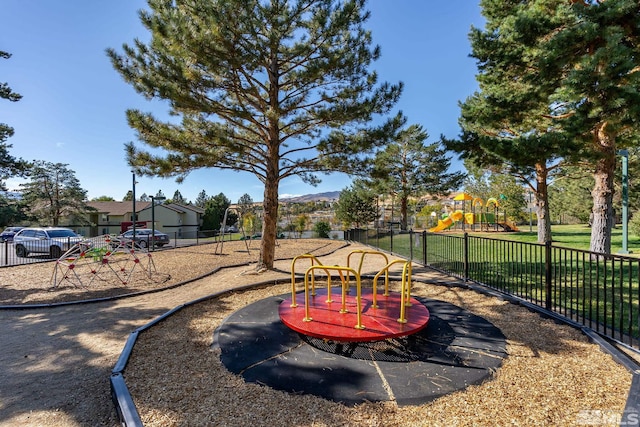 view of yard with a playground