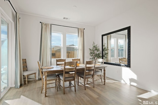 dining room with light hardwood / wood-style floors