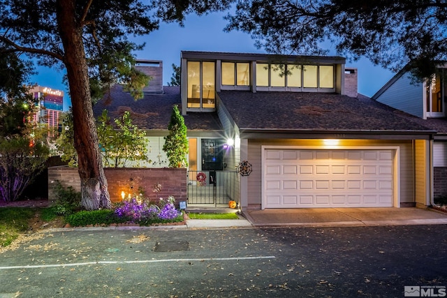 view of front of house with a garage