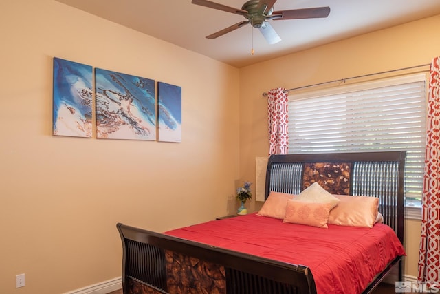 bedroom featuring ceiling fan