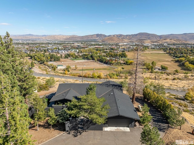 aerial view with a mountain view