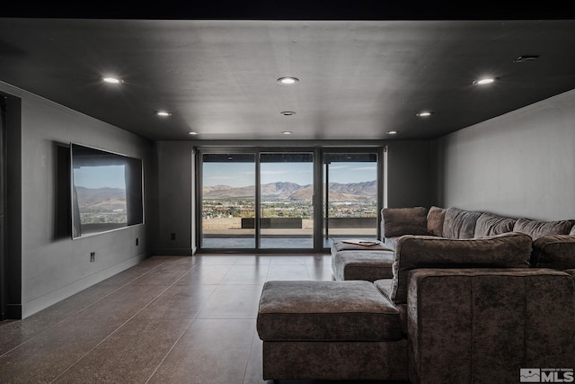 living room with a mountain view