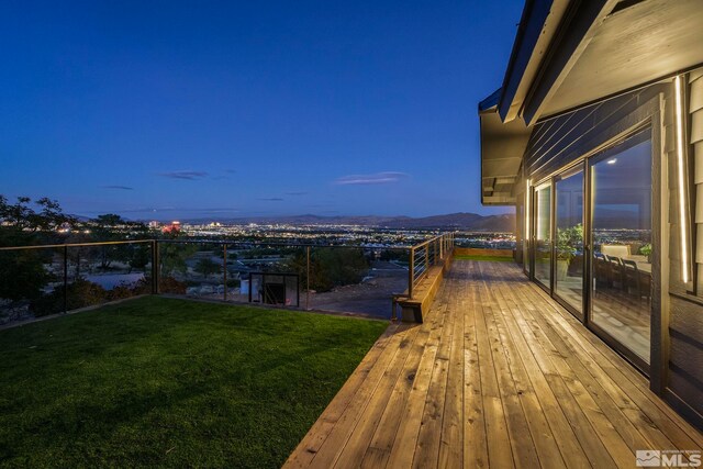 yard at dusk with a mountain view