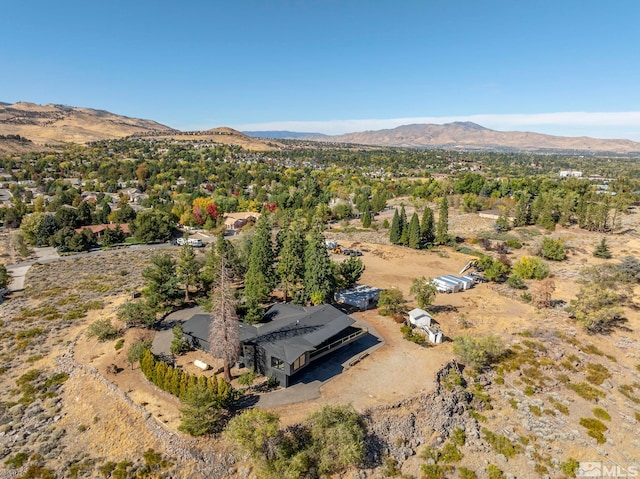 bird's eye view with a mountain view