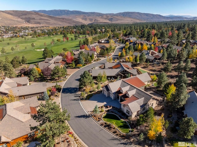 aerial view with a mountain view