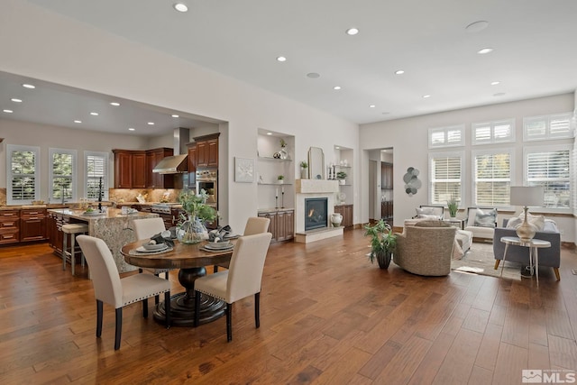 dining area featuring dark hardwood / wood-style flooring