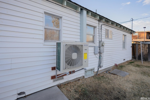 view of home's exterior featuring ac unit