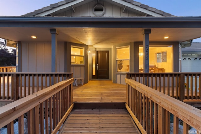 view of deck at dusk