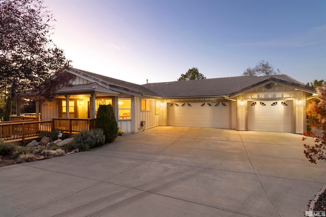 single story home with a garage