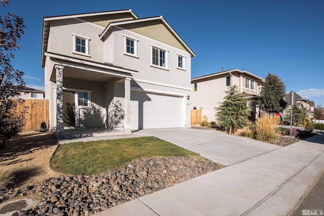 front facade with a garage