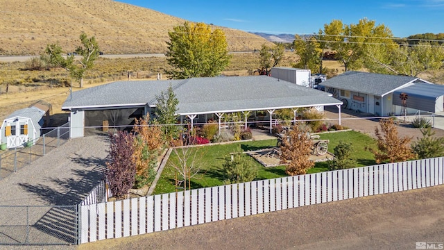 view of front of house with a mountain view