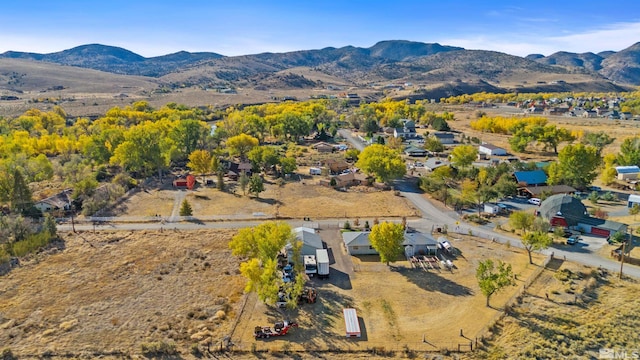 aerial view with a mountain view