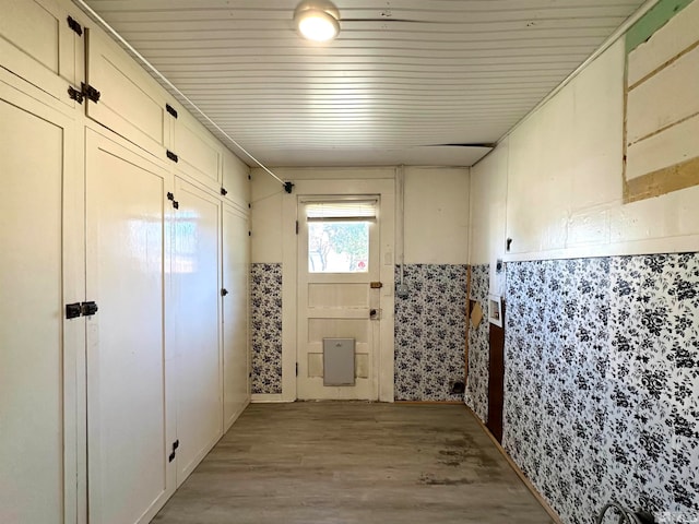 entryway with light hardwood / wood-style flooring