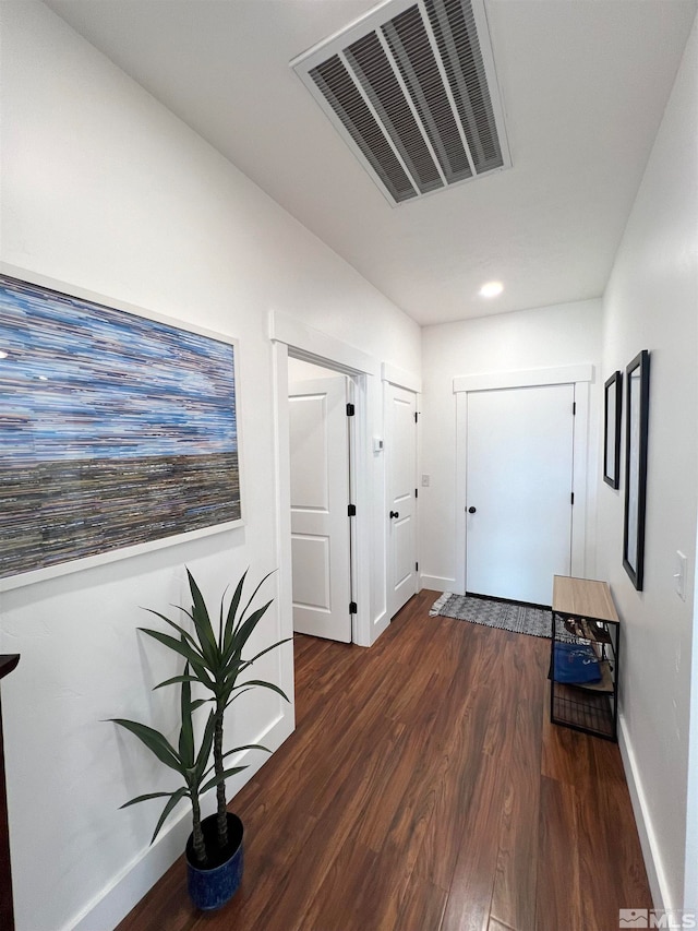 hall featuring dark hardwood / wood-style flooring