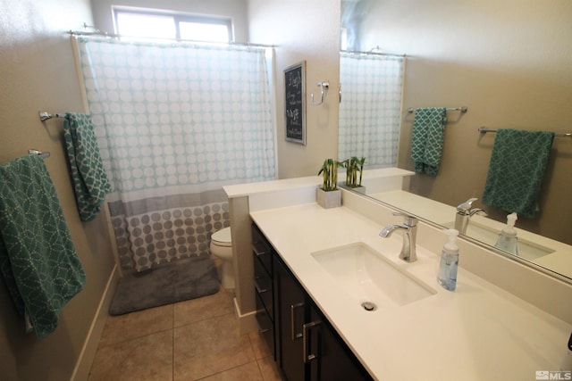 bathroom featuring vanity, toilet, and tile patterned floors