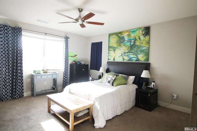 bedroom with carpet and ceiling fan