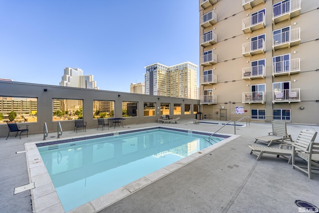 view of pool with a patio area