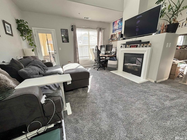 living room with carpet floors