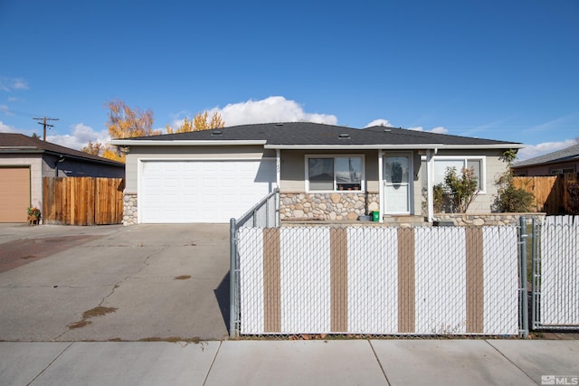 ranch-style home with a garage