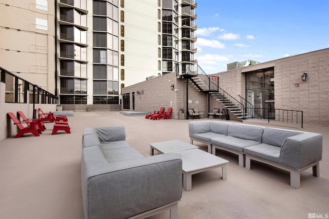 view of patio featuring an outdoor living space