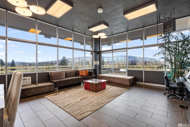 common area with a mountain view