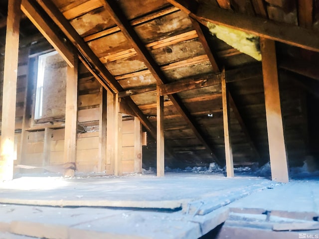 view of unfinished attic