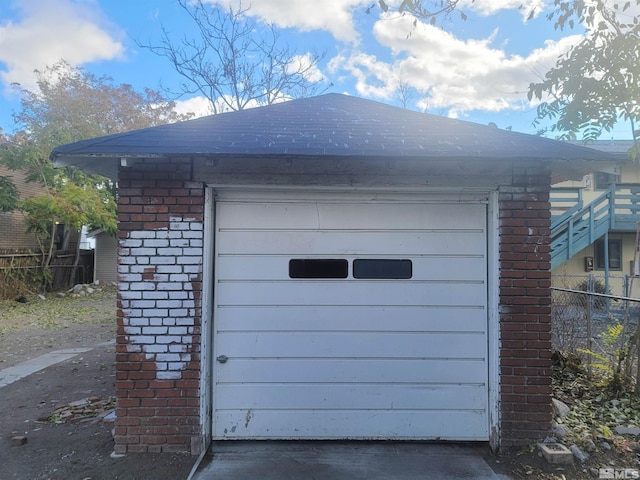 view of garage