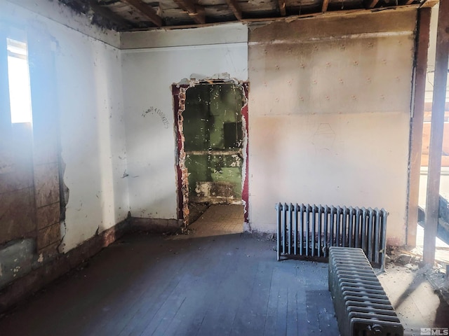 miscellaneous room with hardwood / wood-style flooring and radiator