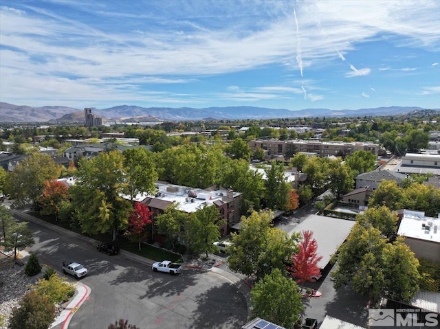 bird's eye view featuring a mountain view